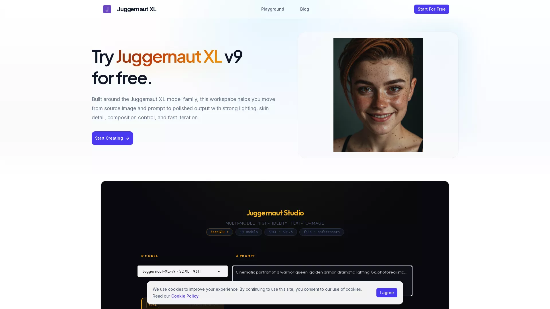 JuggernautXL - AI Image Generator Website Screenshot