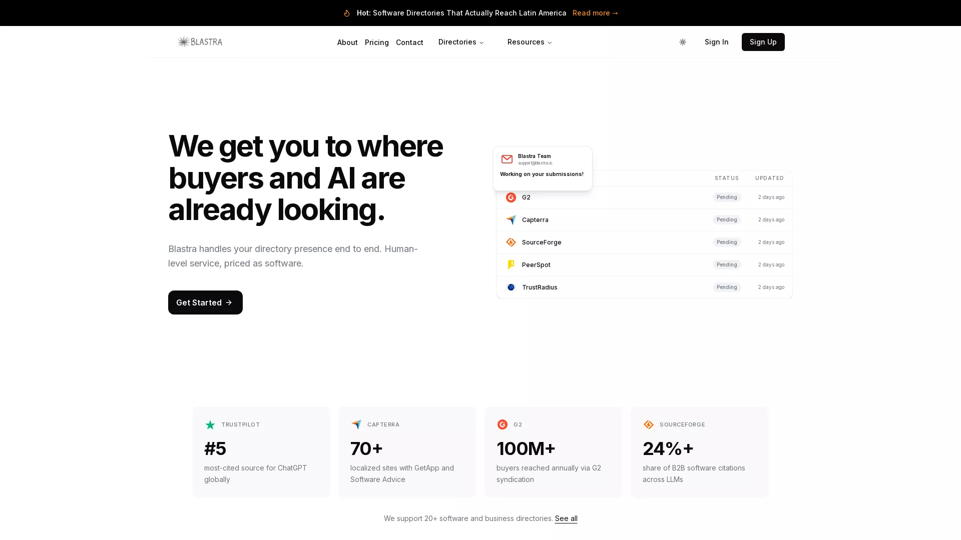 Blastra - AI Directory Management Website Screenshot
