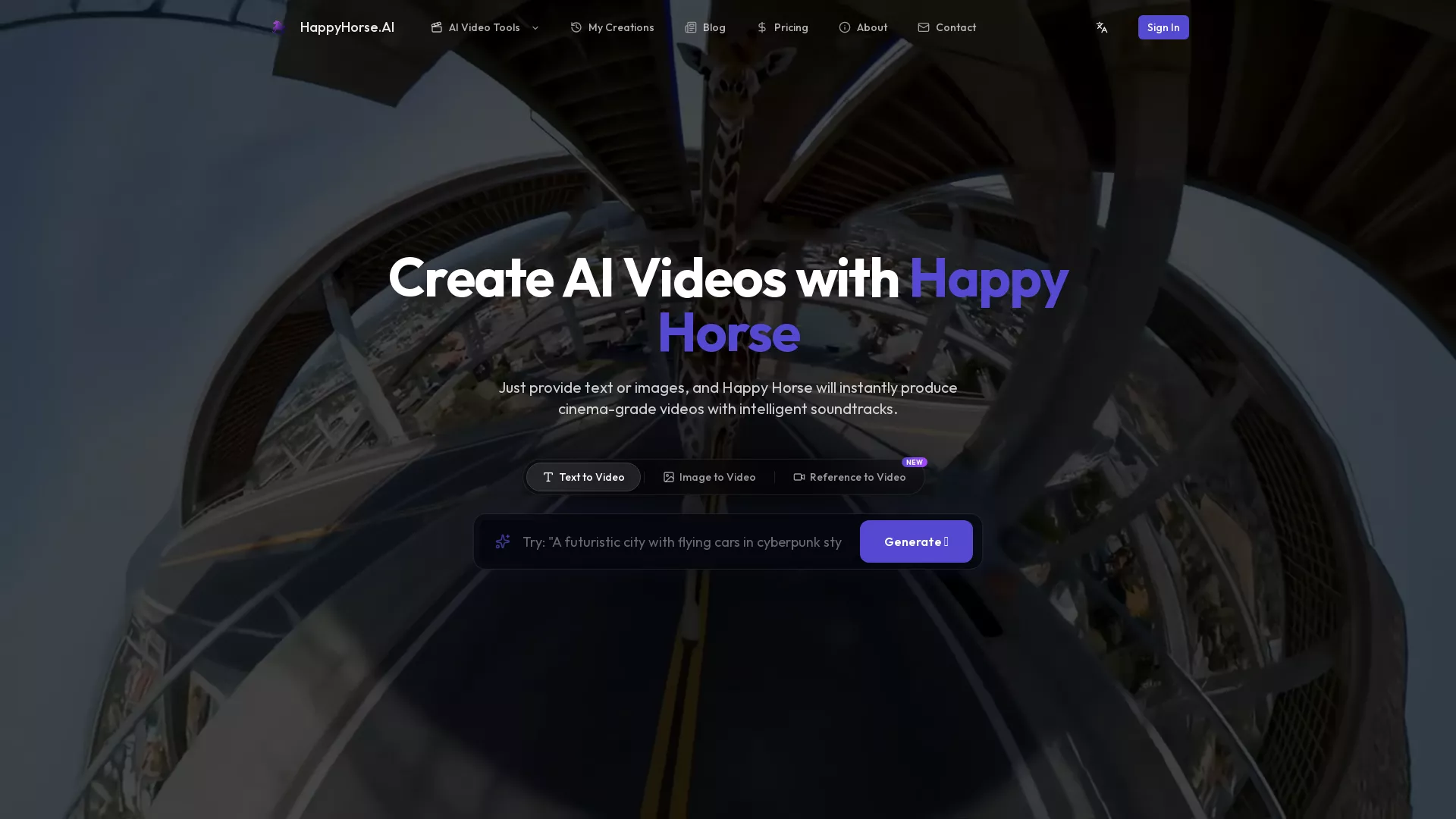 HappyHorseAI - AI Video Generator Website Screenshot