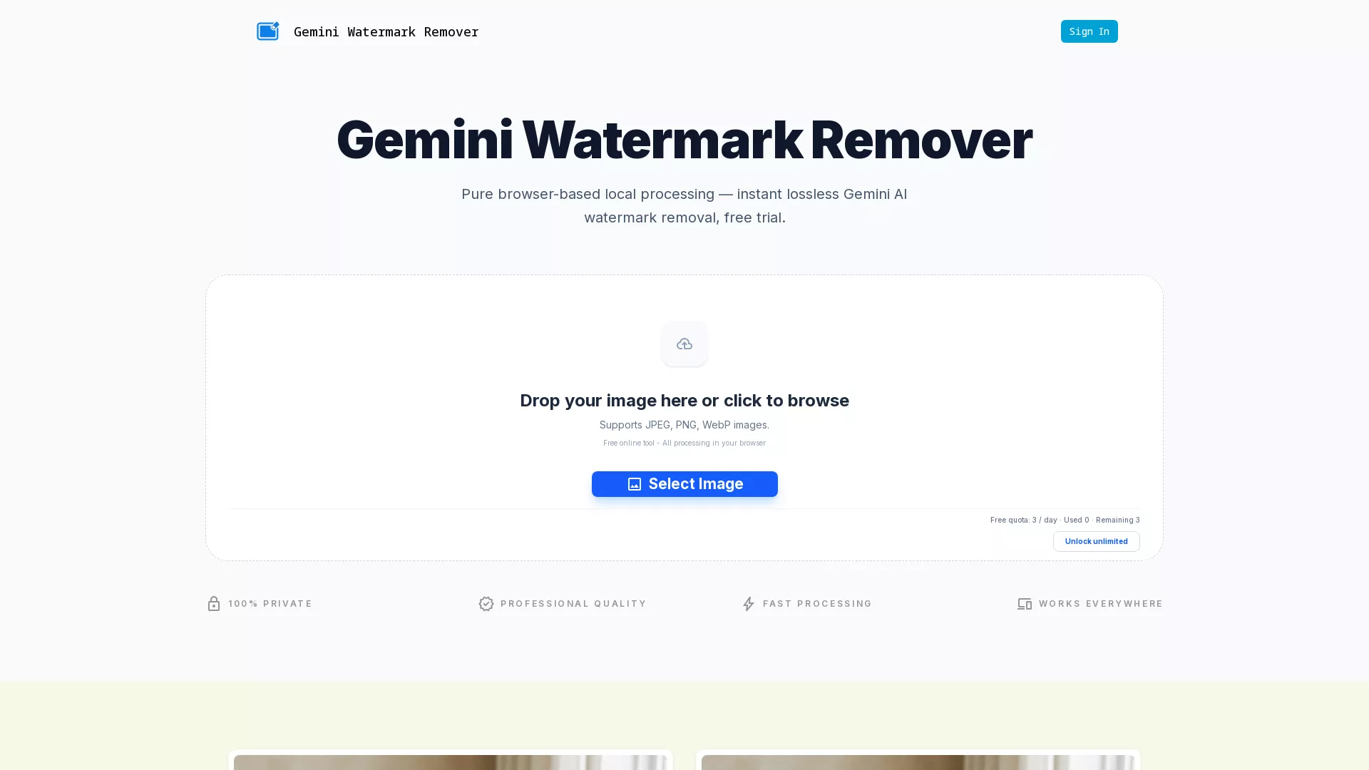 GeminiWatermarkRemover - ImageWatermarkRemoval Website Screenshot