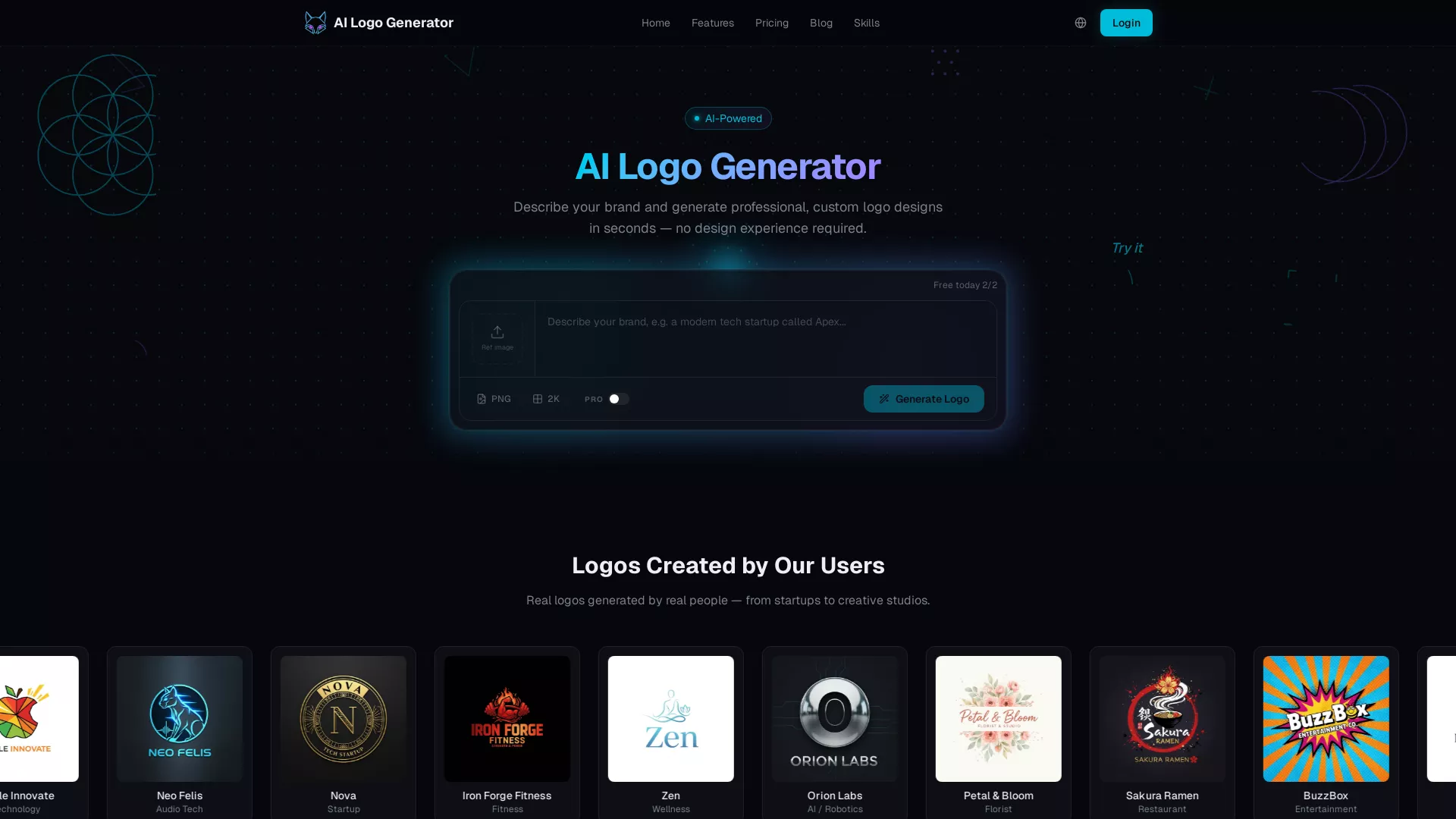 AiLogoGenerator - AI Logo Design Tool Website Screenshot