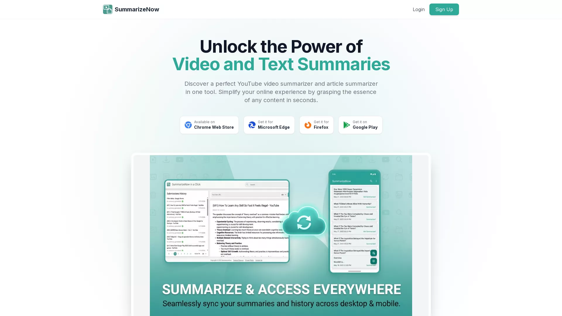 SummarizeNow - AI Text Summarization Website Screenshot