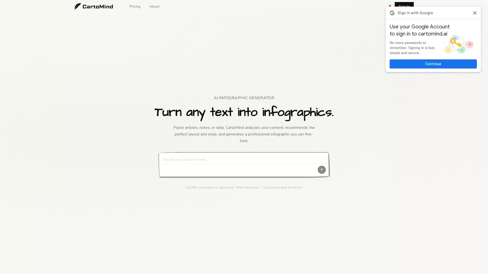 CartoMind - Content Visualization Tool Website Screenshot