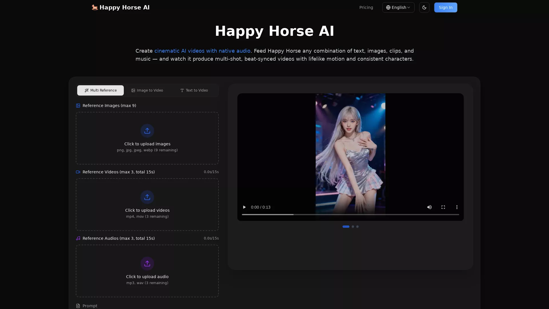 HappyHorseAIVideo - AI Video Content Generator Website Screenshot