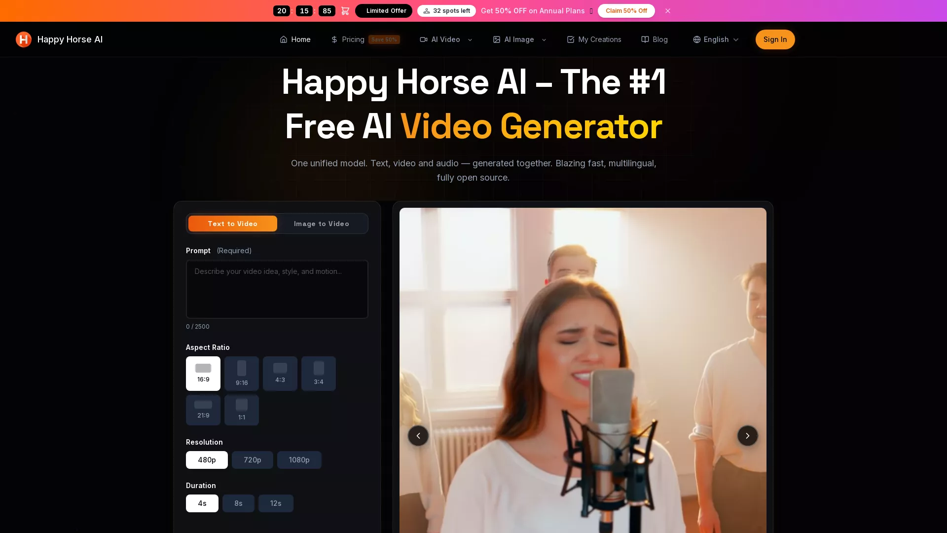 HappyHorseAi - Ai Video Creation Platform Website Screenshot