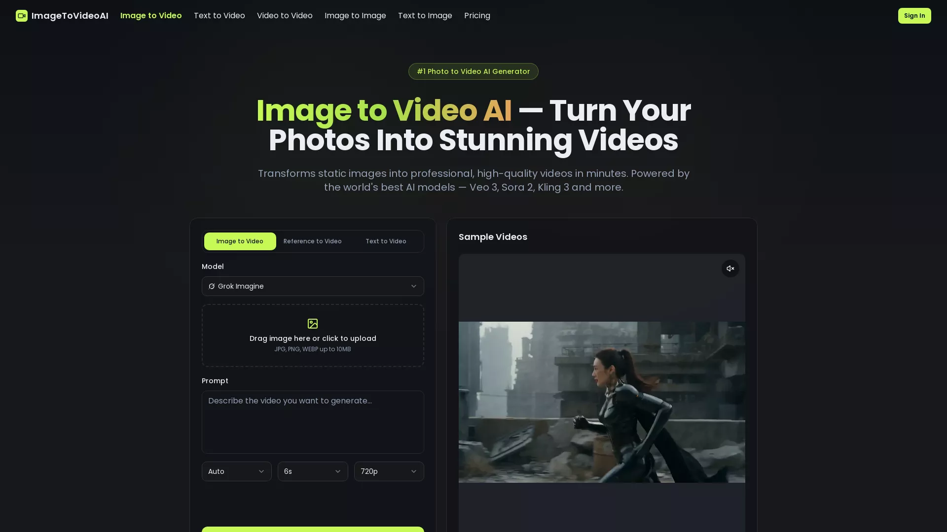 ImageToVideoAI - AI Image to Video Tool Website Screenshot