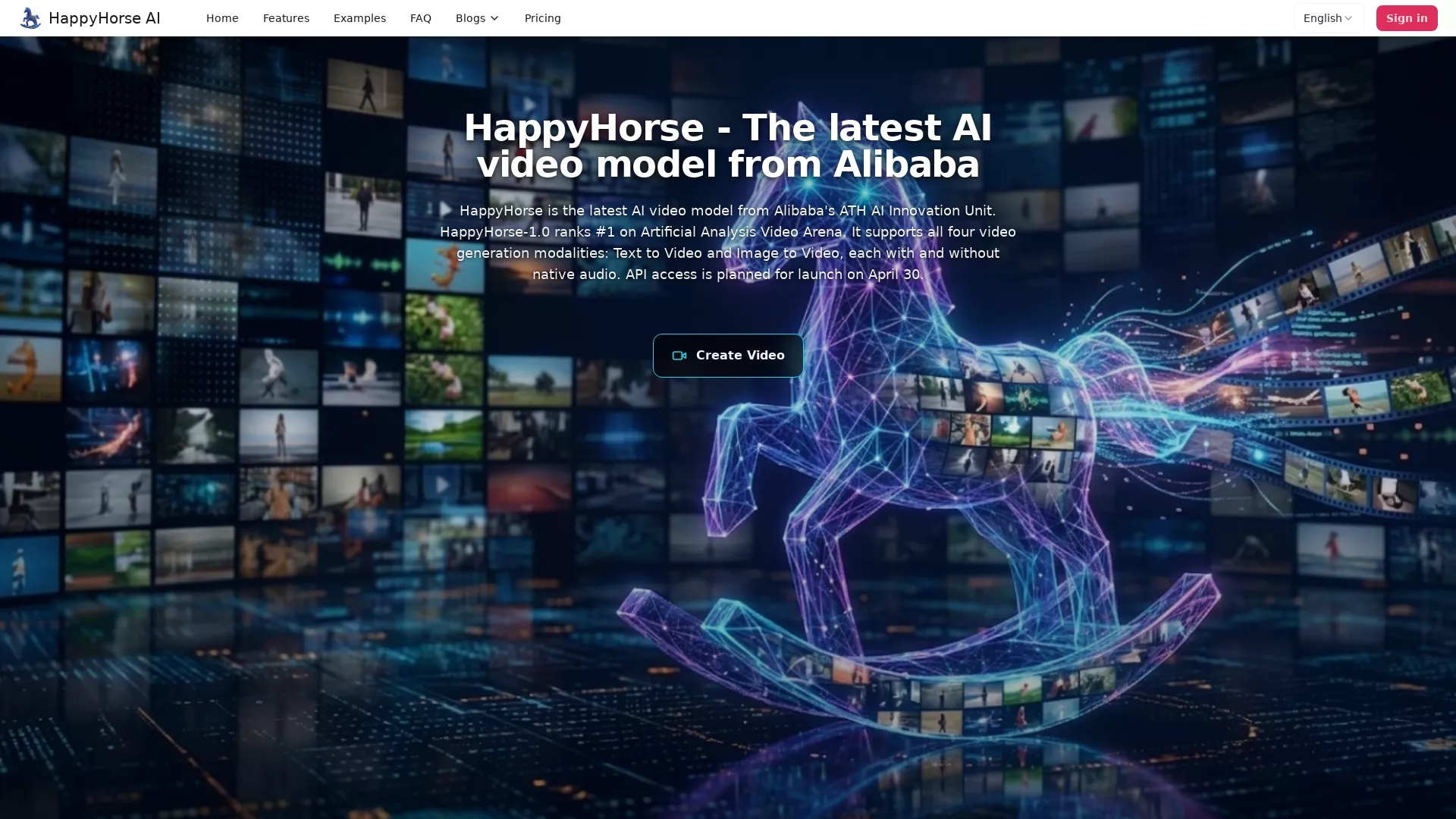 HappyHorseAI - AI Video Generator Website Screenshot