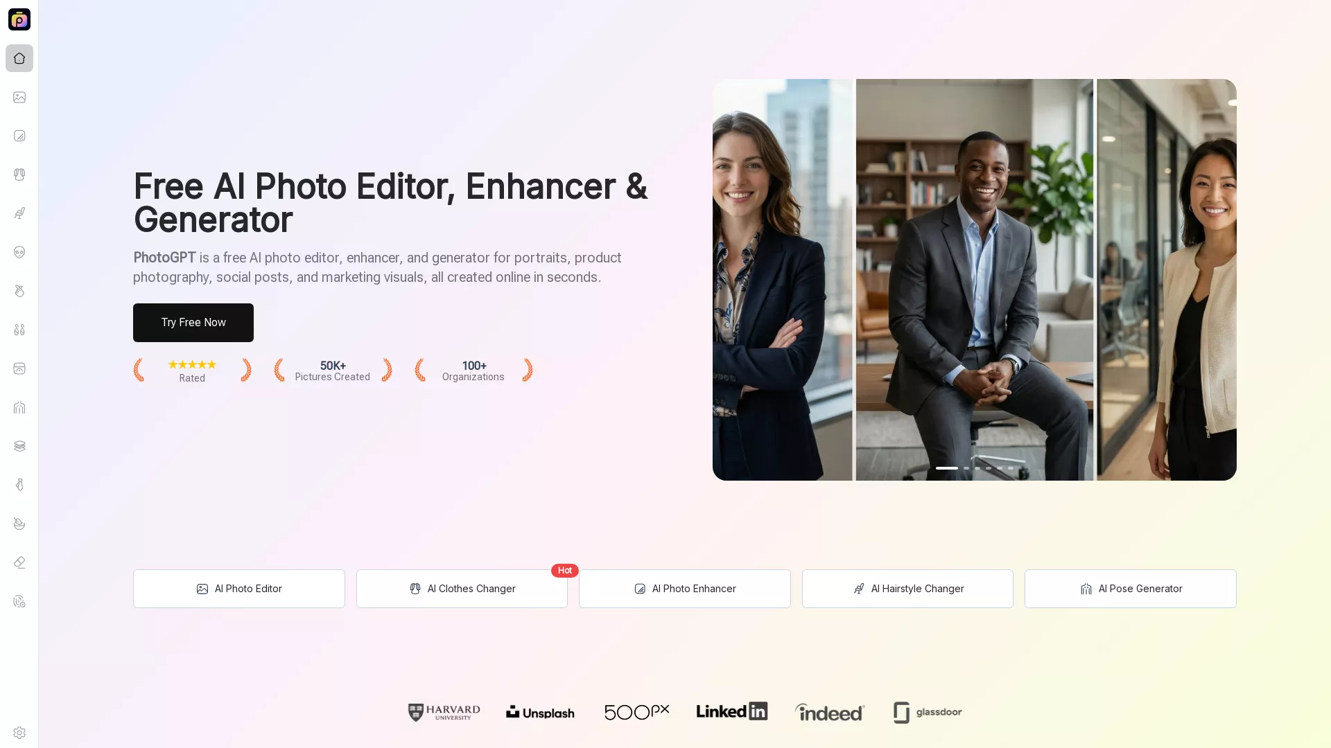 PhotoGPT - AIPhotoEditorGenerator Website Screenshot