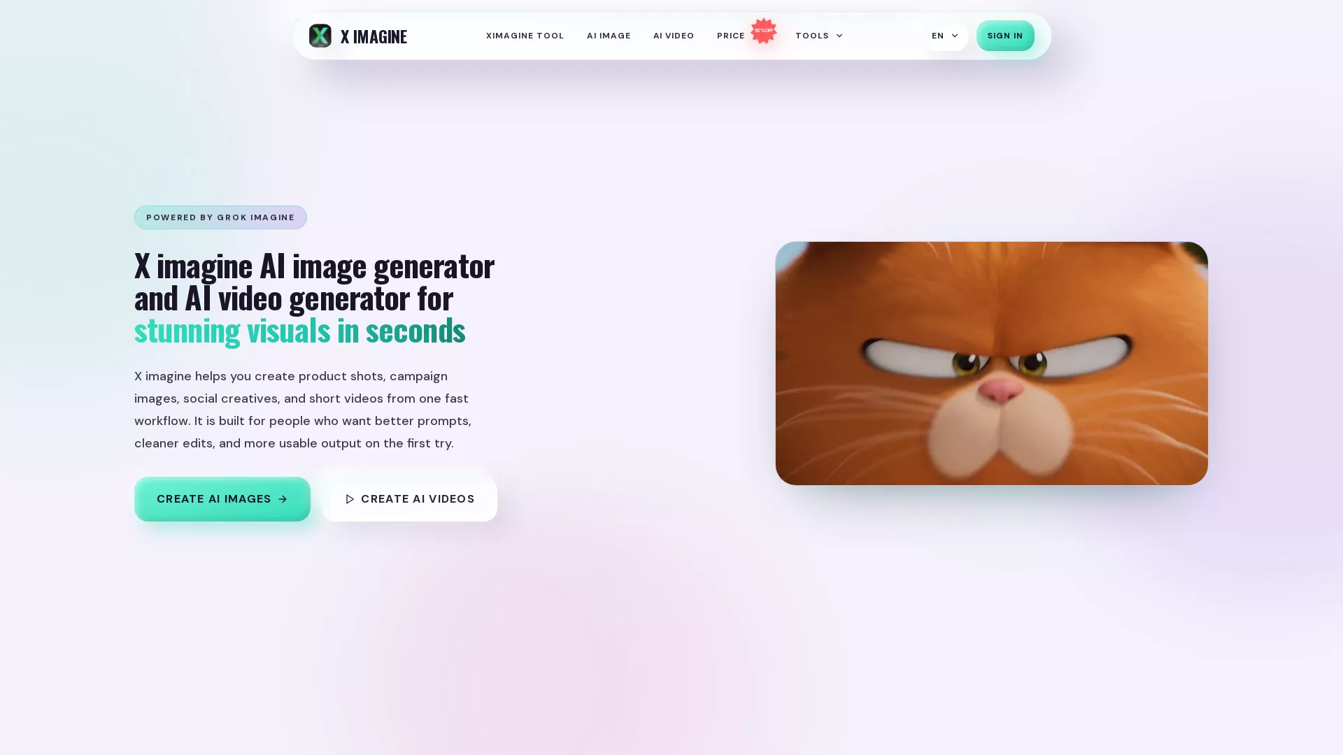 XIMAGINEAI - AIVisualContentGenerator Website Screenshot