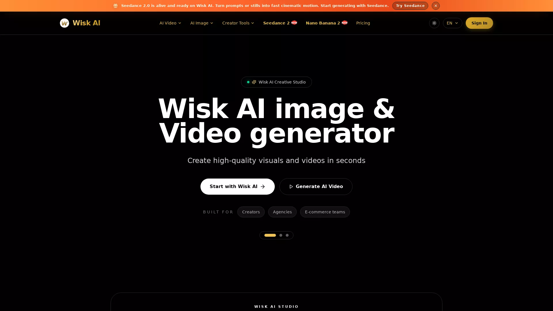 WISKAI - AI Video Generation Website Screenshot