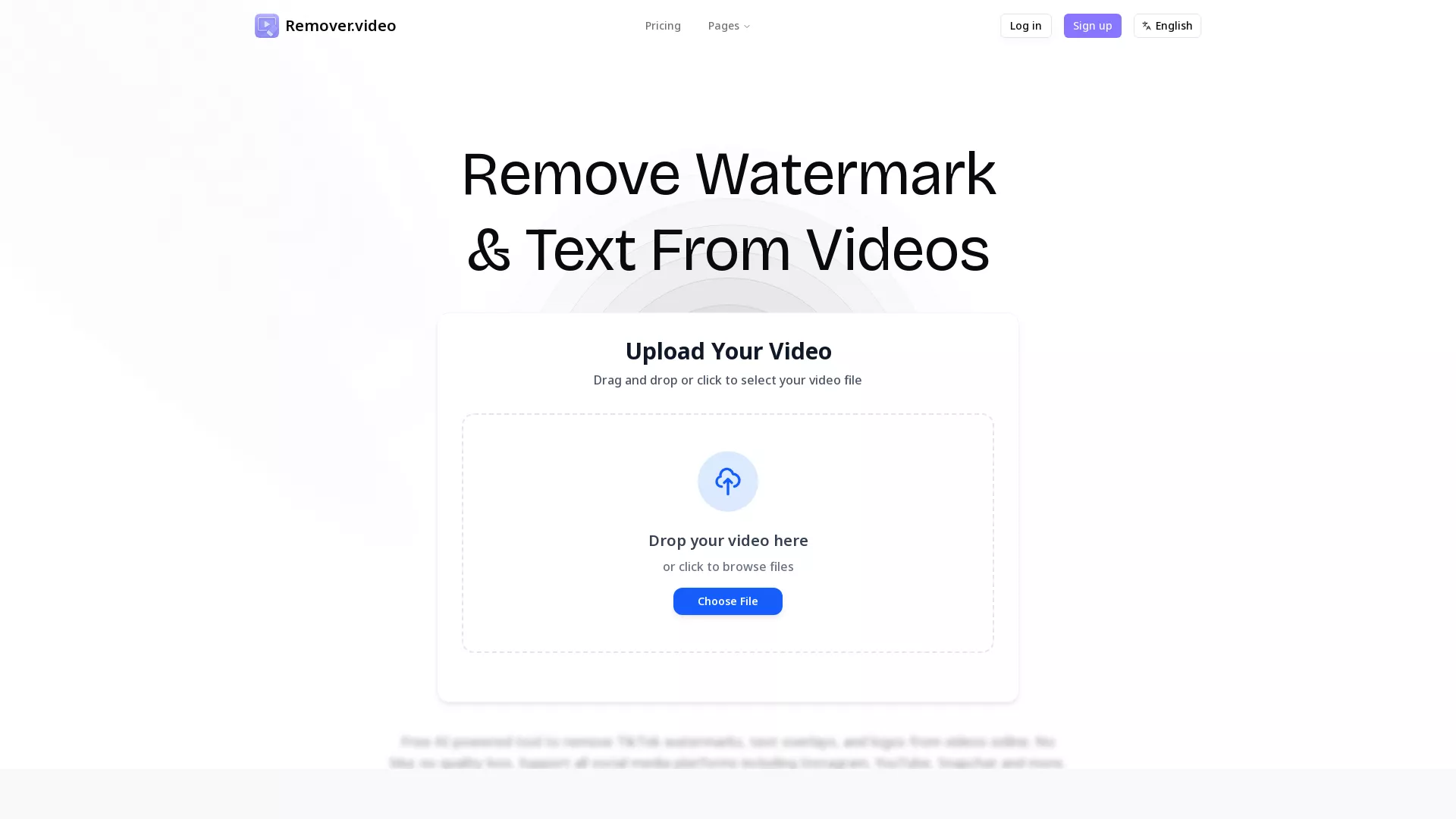 Remover.video - AI Text & Watermark Remover Website Screenshot