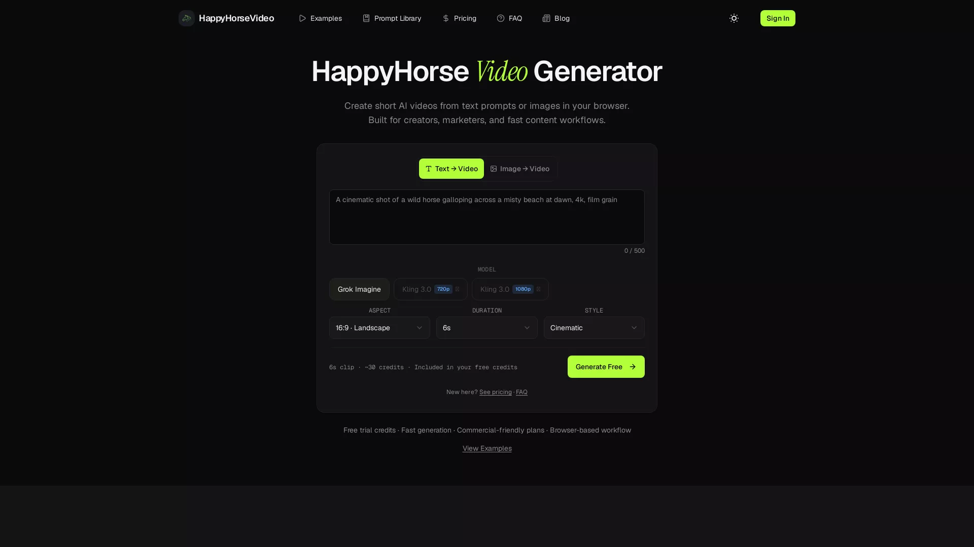 HappyHorseVideoStudio - SocialMediaVideoGenerator Website Screenshot