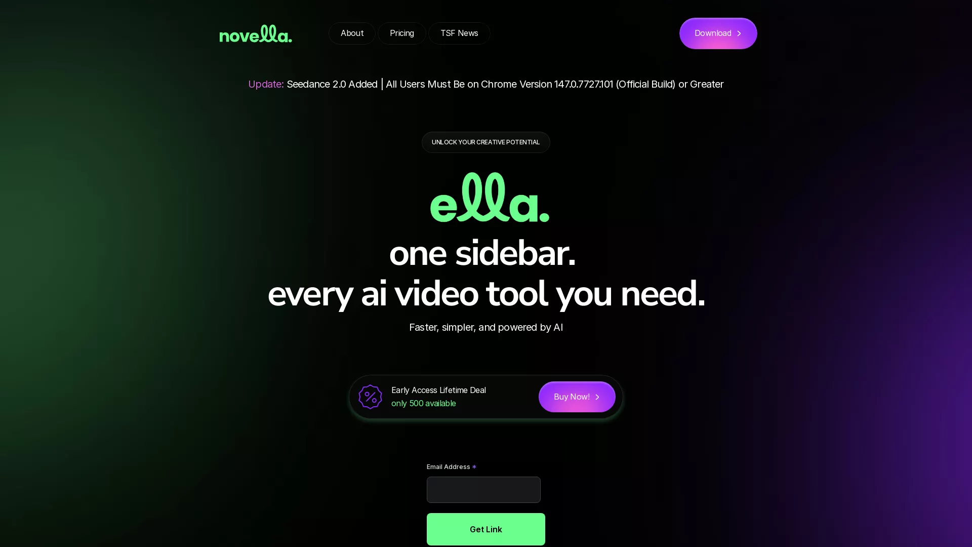 Ella by Novella - AI Content Creation Website Screenshot