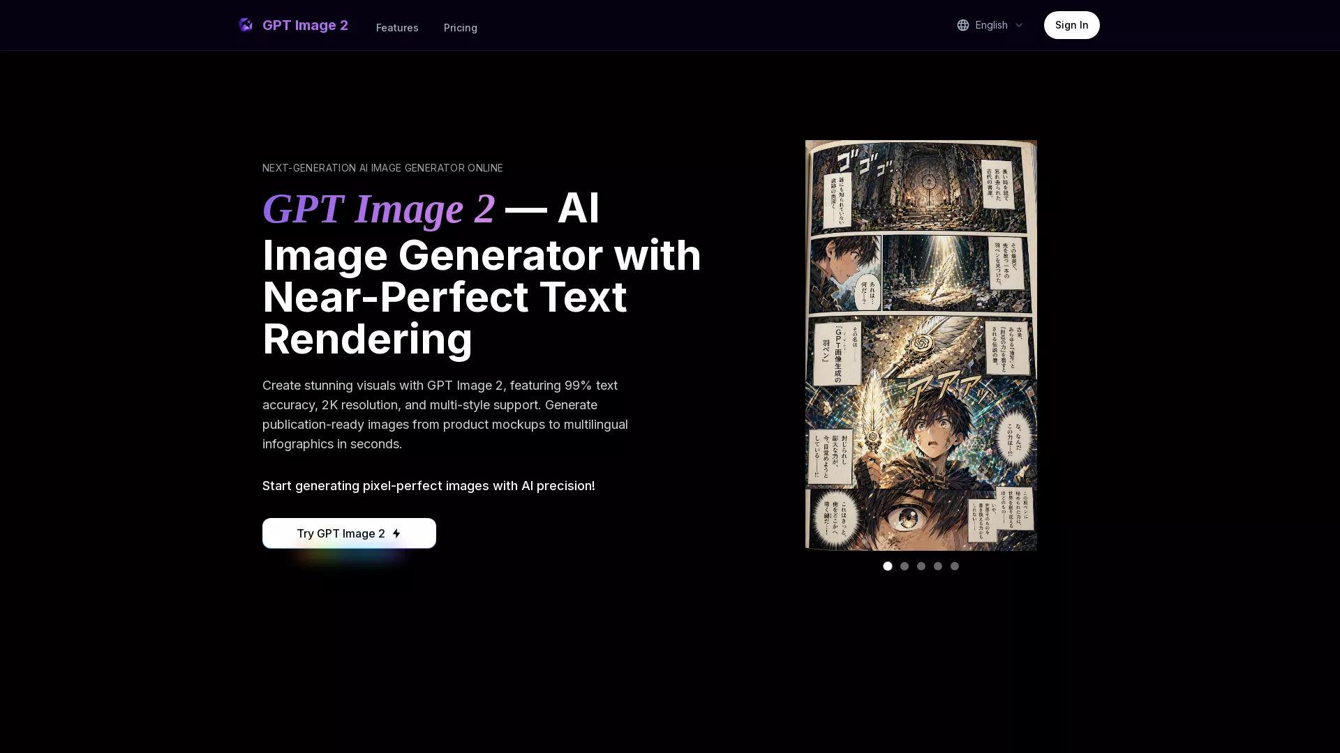 GPT Image 2 AI - AI Image Generator Website Screenshot