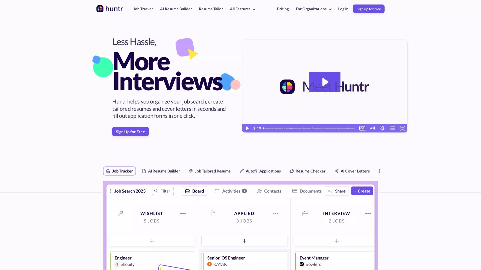 Huntr.co - AI Resume Tailor Website Screenshot
