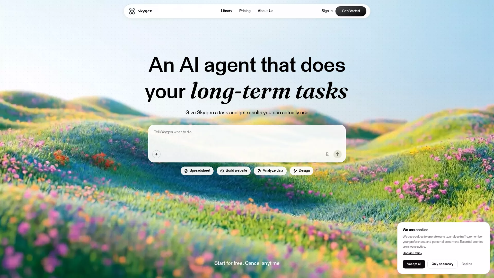 Skygen - AI Productivity Tool Website Screenshot