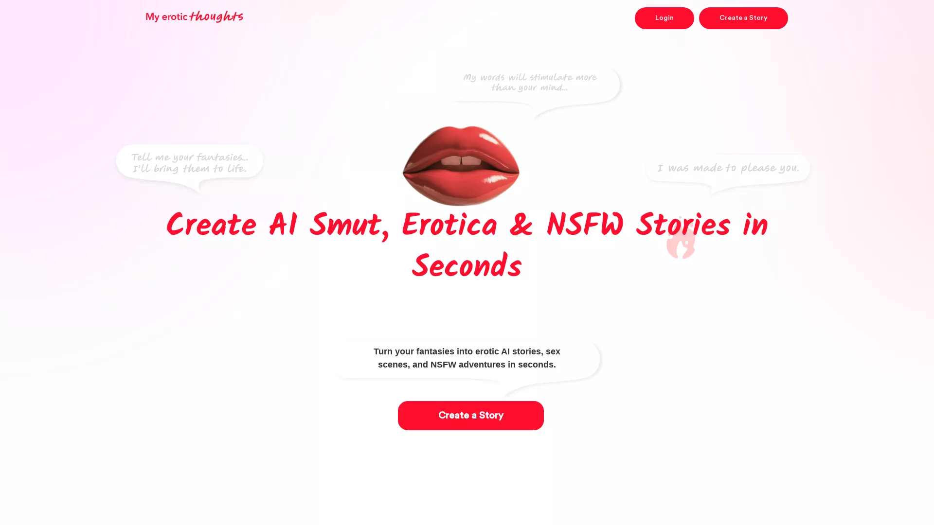 My Erotic Thoughts - AI Erotic Story Generator Website Screenshot