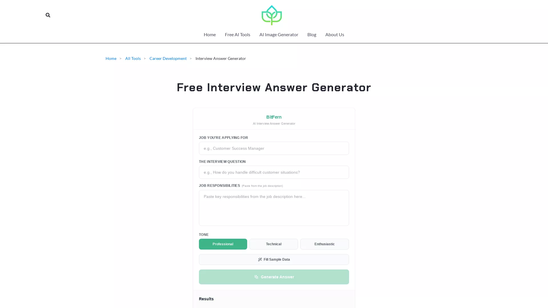 Interview Answer Generator - AI Interview Answer Generator Website Screenshot