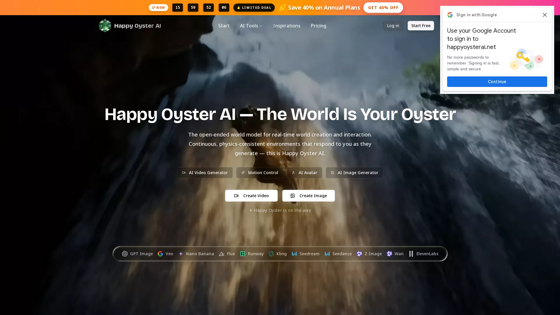 HappyOysterAI - AI Content Creation Tool Website Screenshot