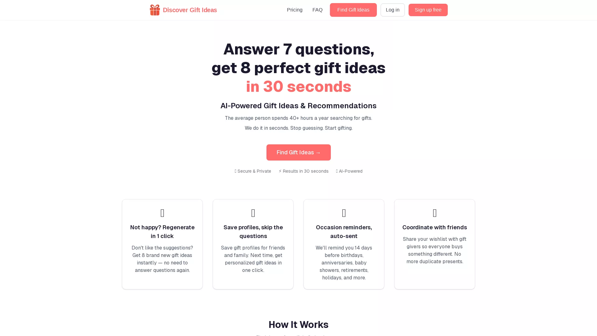 DiscoverGiftIdeas - Gift Recommendation AI Website Screenshot
