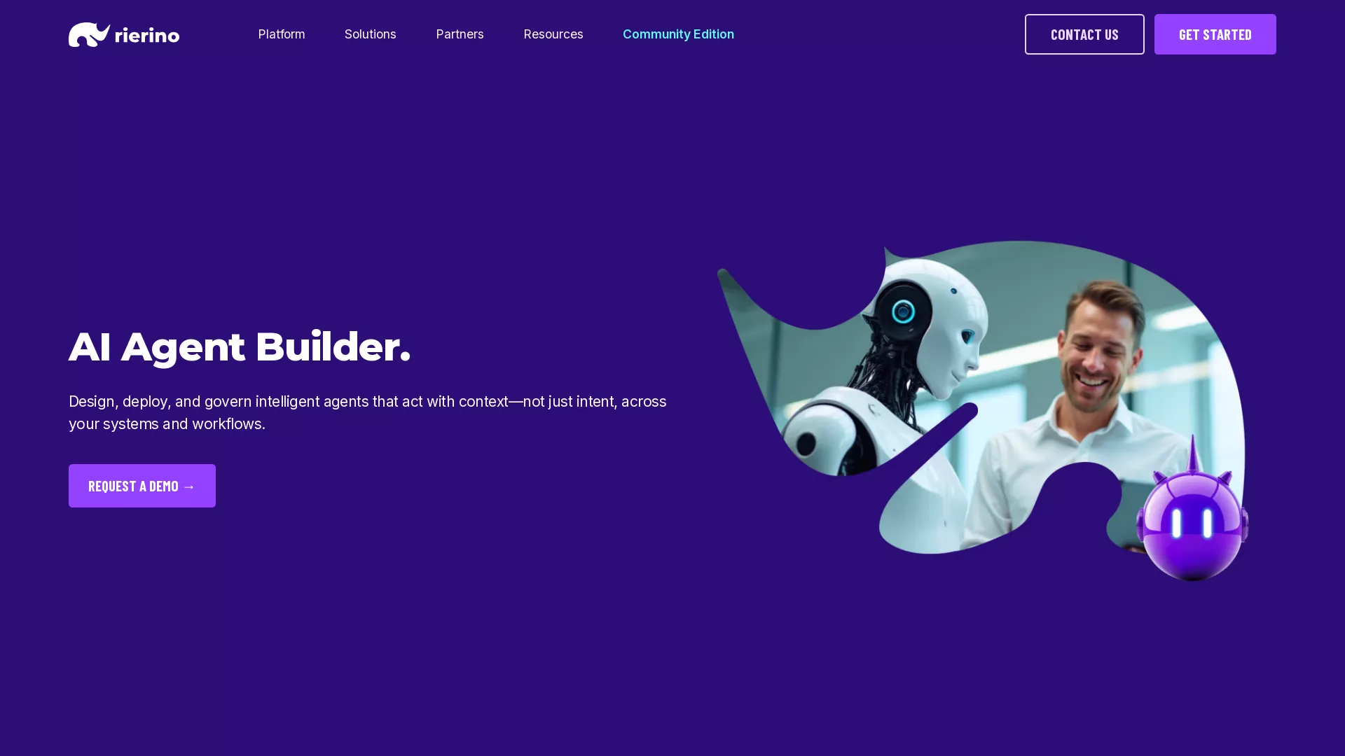 Rierino - AI Agent Builder Tool Website Screenshot