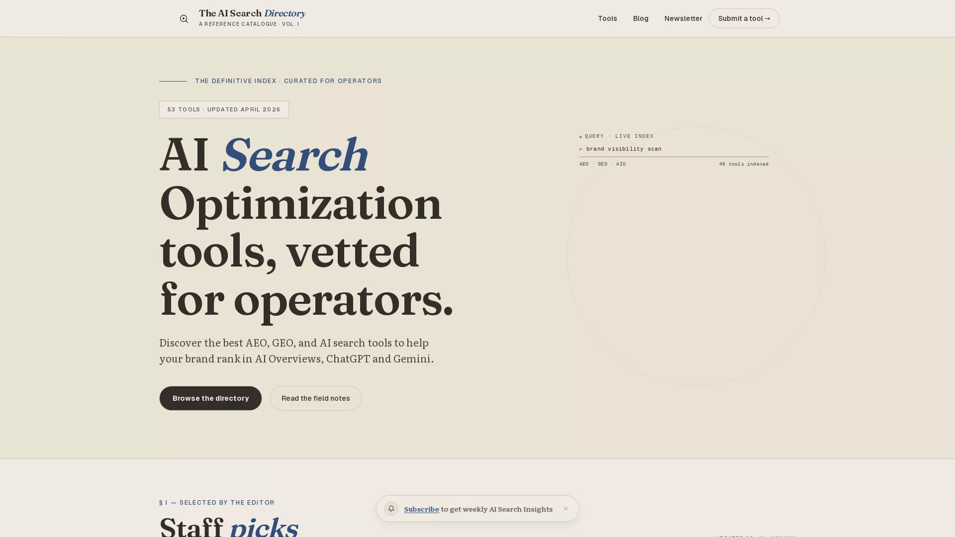 TheAISearchDirectory - AIDirectory Comparison Tool Website Screenshot