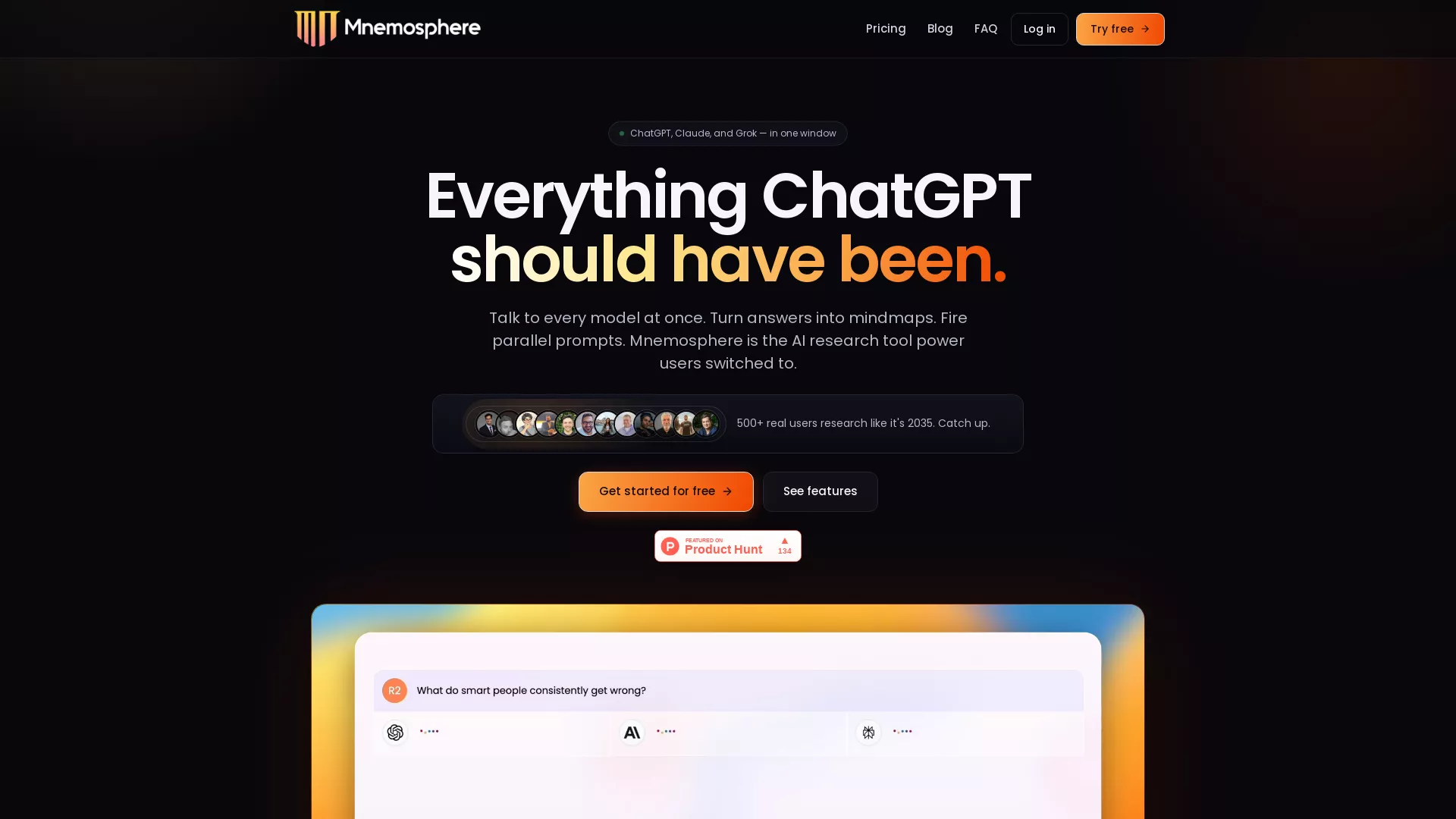 MnemosphereAI - AI Knowledge Workspace Website Screenshot