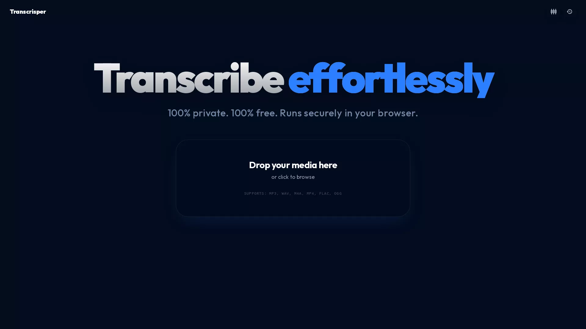 Transcrisper - AI Transcription Tool Website Screenshot