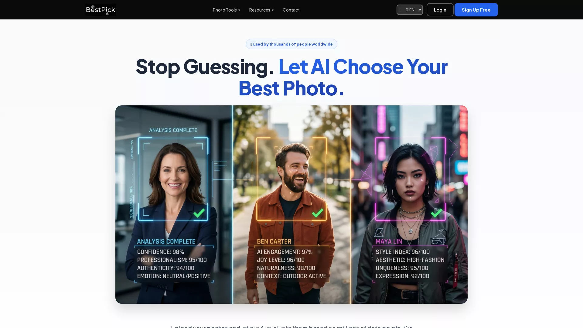 BestPick - Photo Analysis AI Website Screenshot