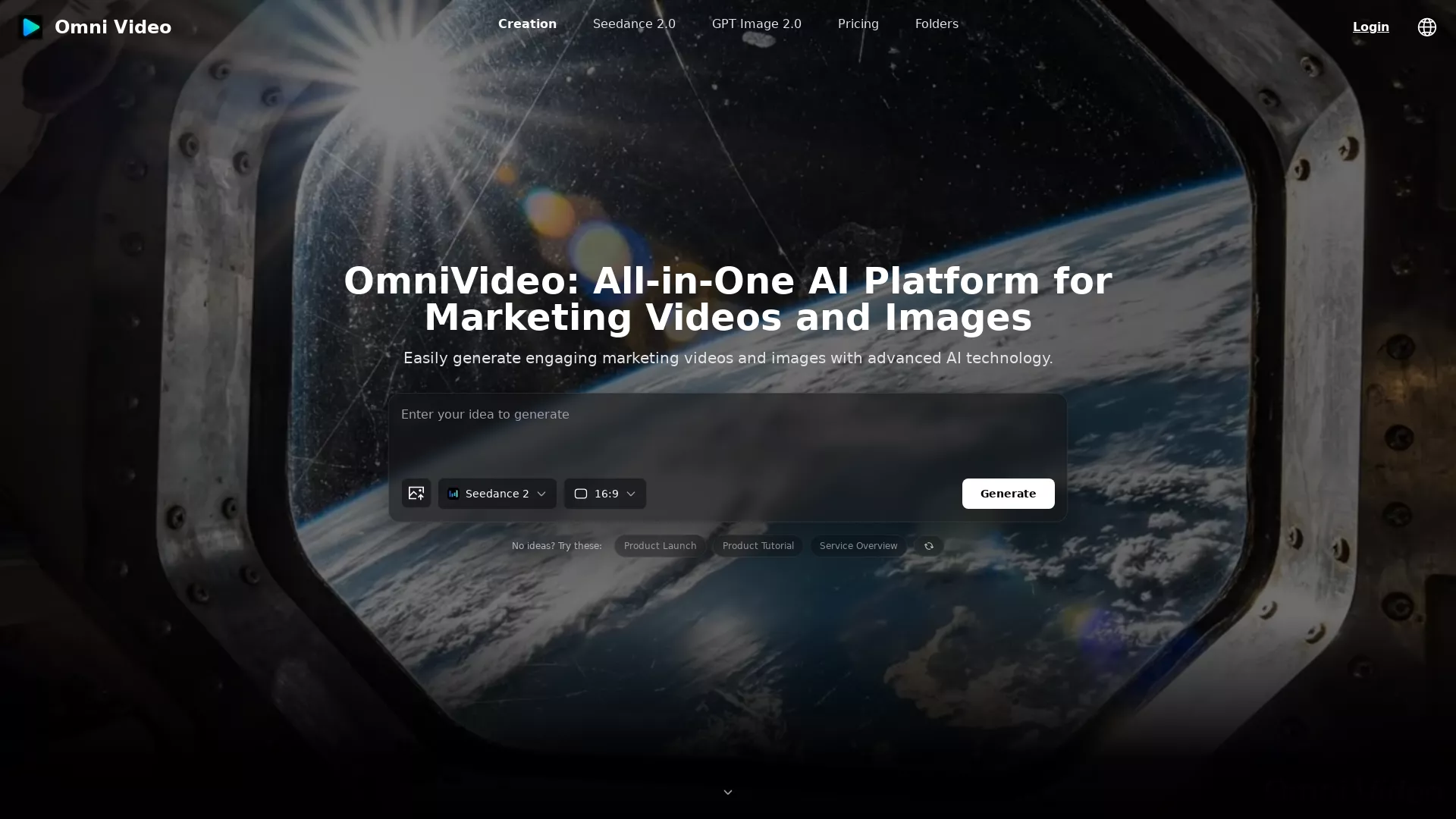 OmniVideo - AI Text to Video Generator Website Screenshot