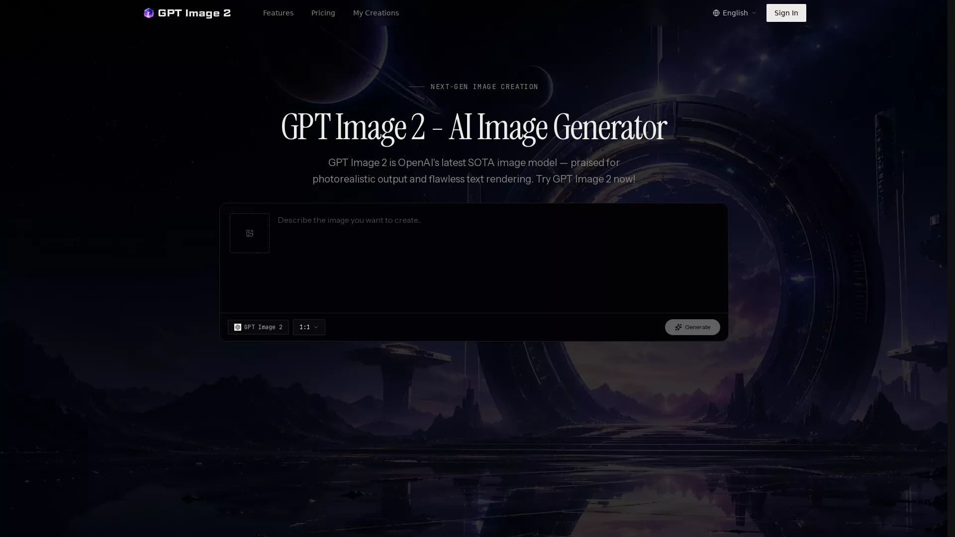 GPTImage2 - Ai Image Generation Website Screenshot