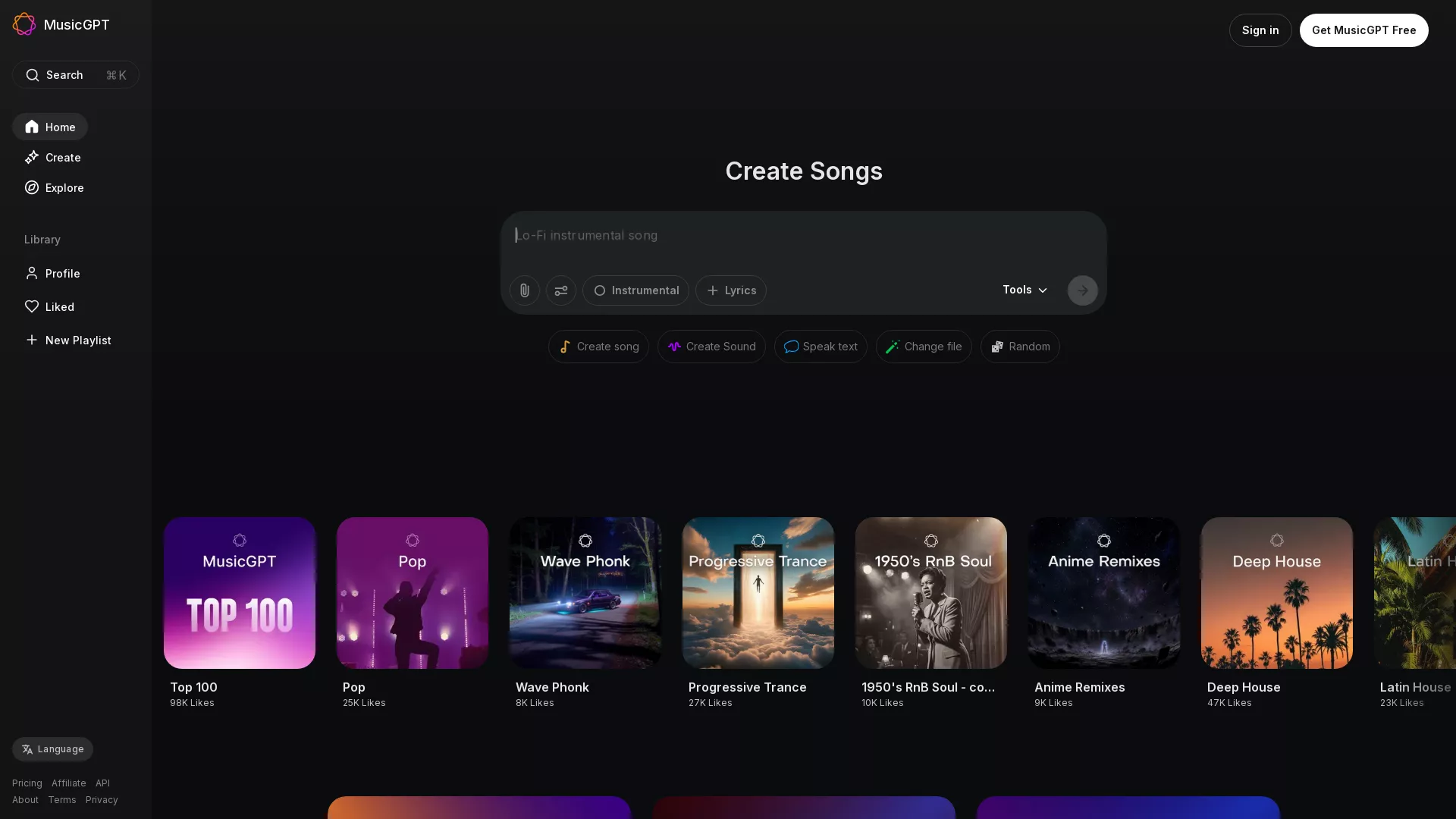 MusicGPT - AI Music Generation Website Screenshot