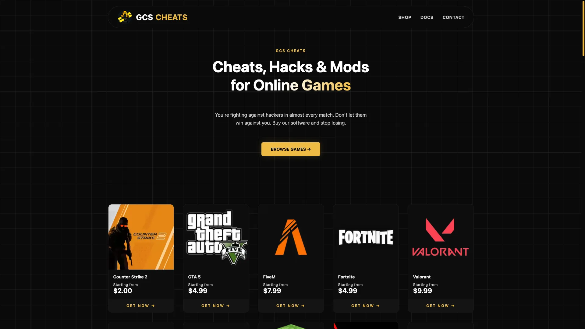 GCS Cheats - AIGameEnhancementTools Website Screenshot