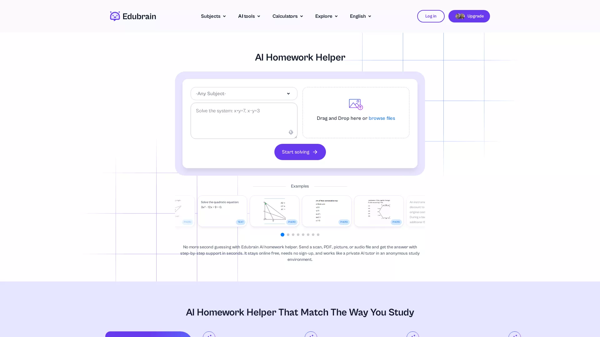 EduBrain - AI Homework Helper and Essay Generator Website Screenshot