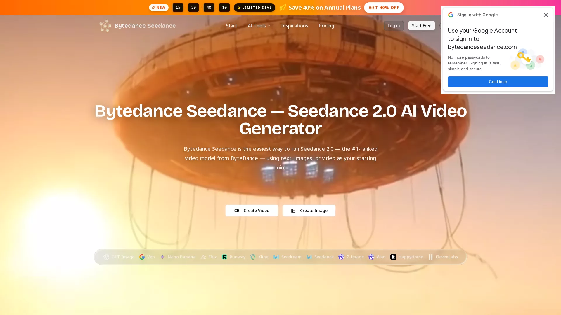 BytedanceSeedance - AI Video Generation Website Screenshot