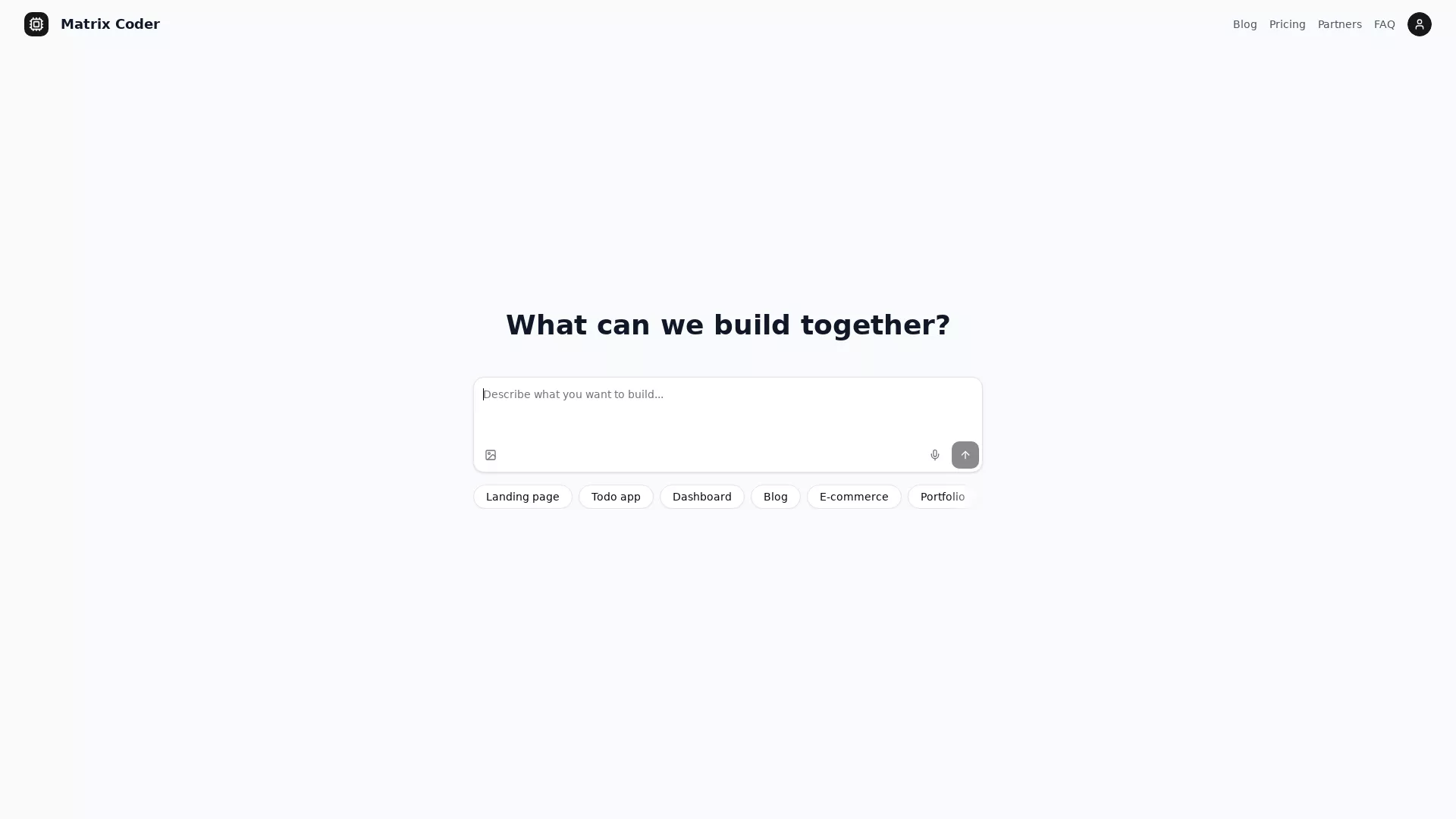 Matrix Coder - AI text to code tool Website Screenshot