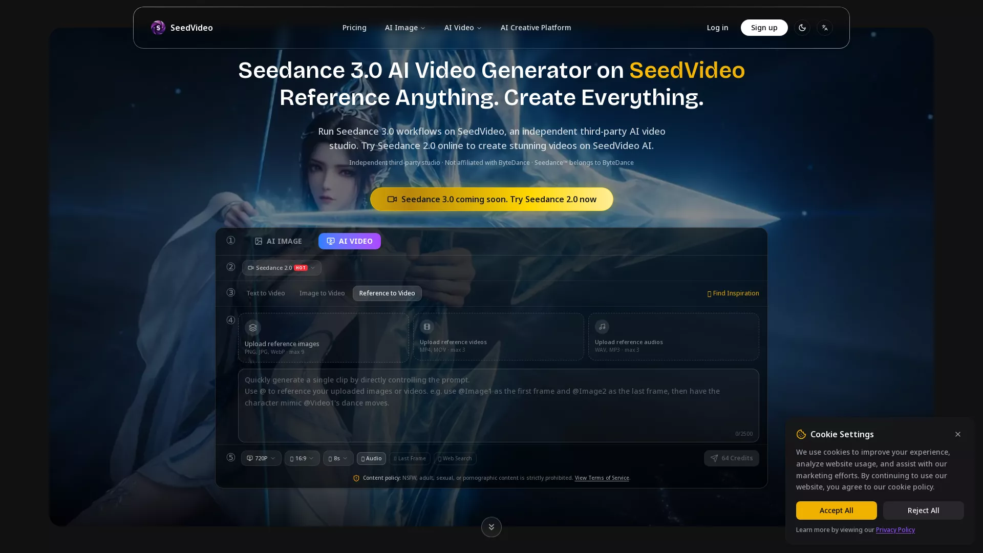 SeedVideo - AI Video Creation Website Screenshot