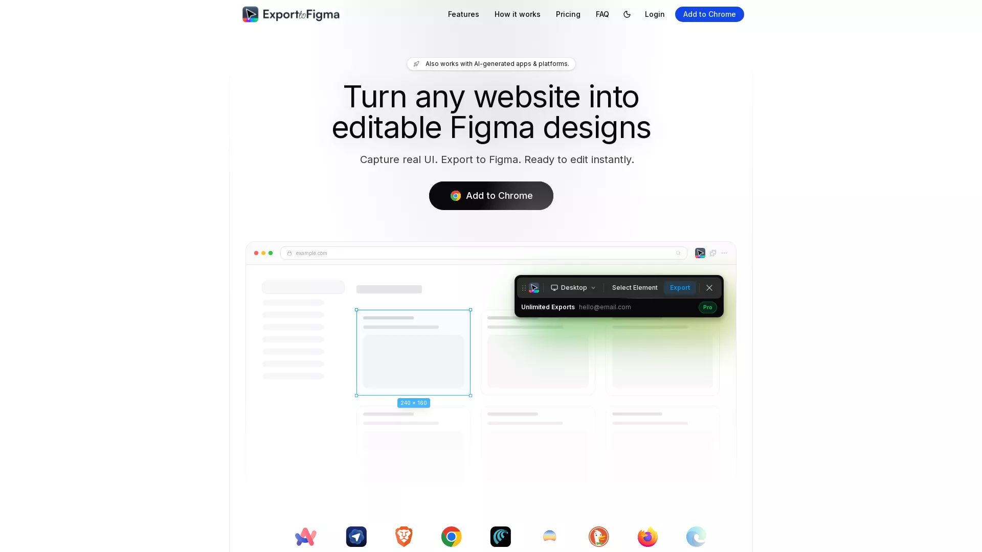 ExportToFigma - AI Website to Figma Export Website Screenshot