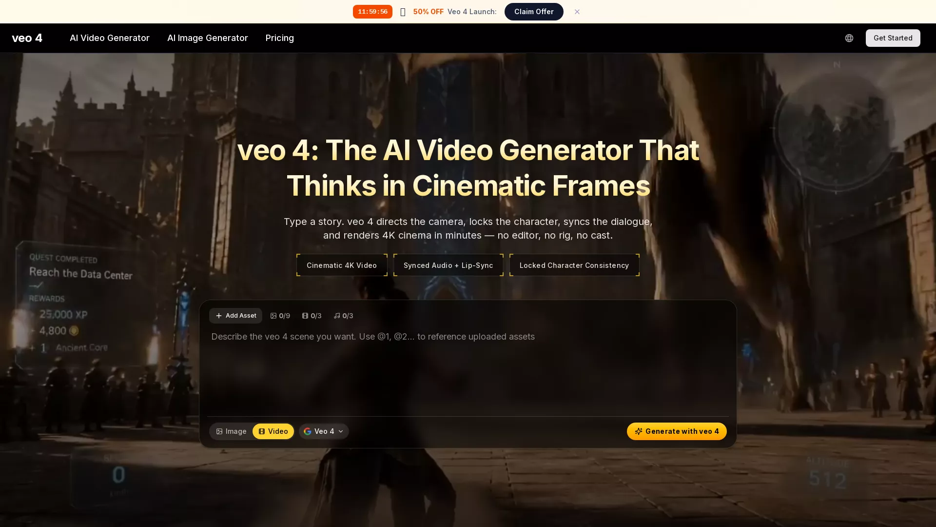 Veo 4 AI Video Generator - AI Video Generator Website Screenshot