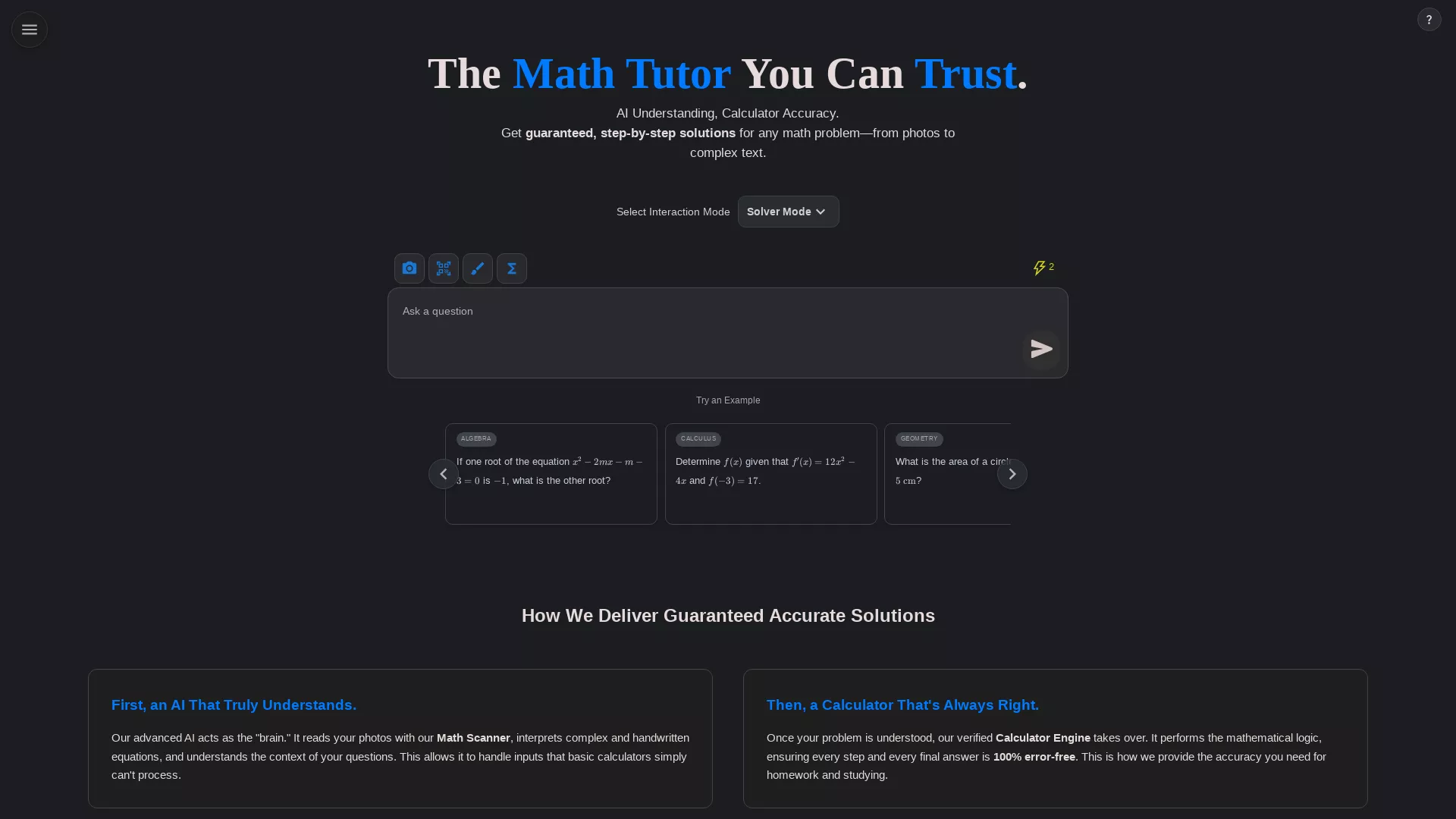 ThinkerCan - AIMathSolver Website Screenshot