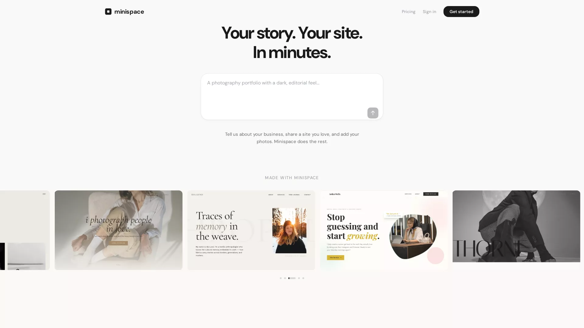 Minispace - AI Website Builder Website Screenshot