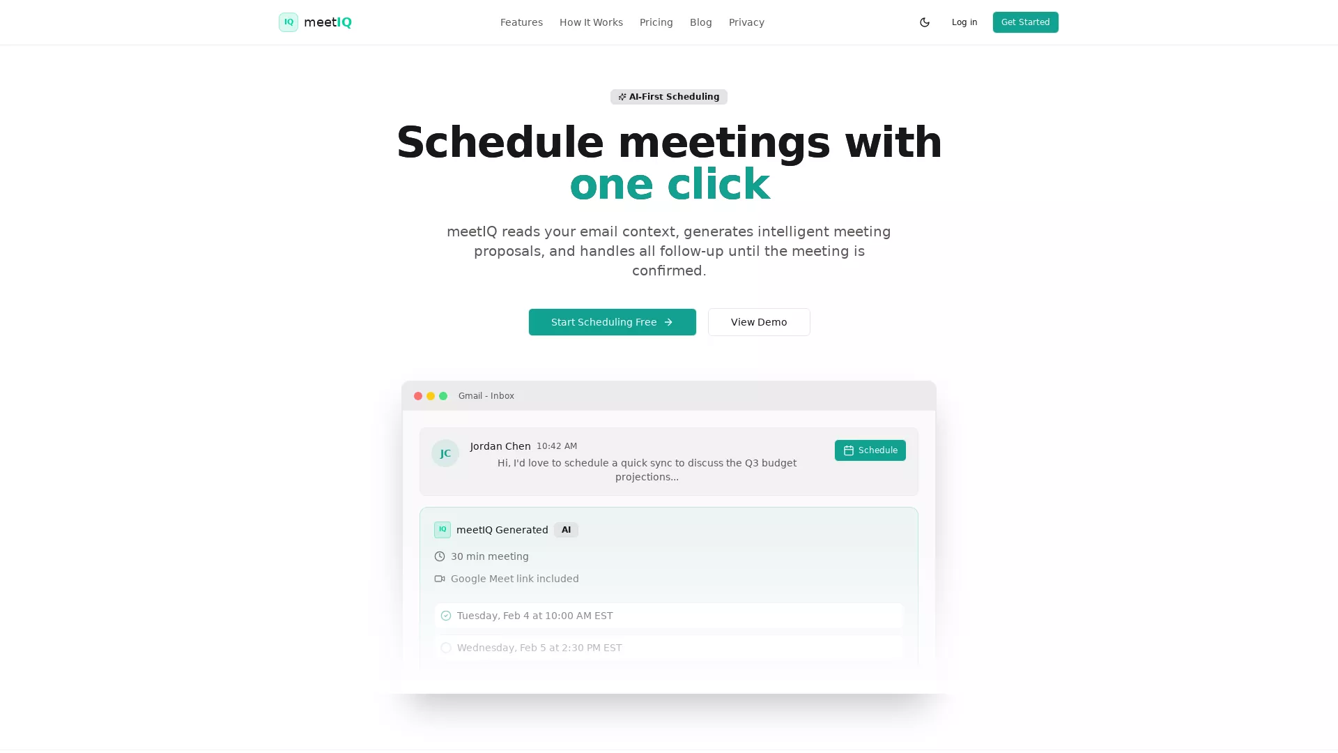 Let’s Meet IQ - AI Meeting Assistant Website Screenshot