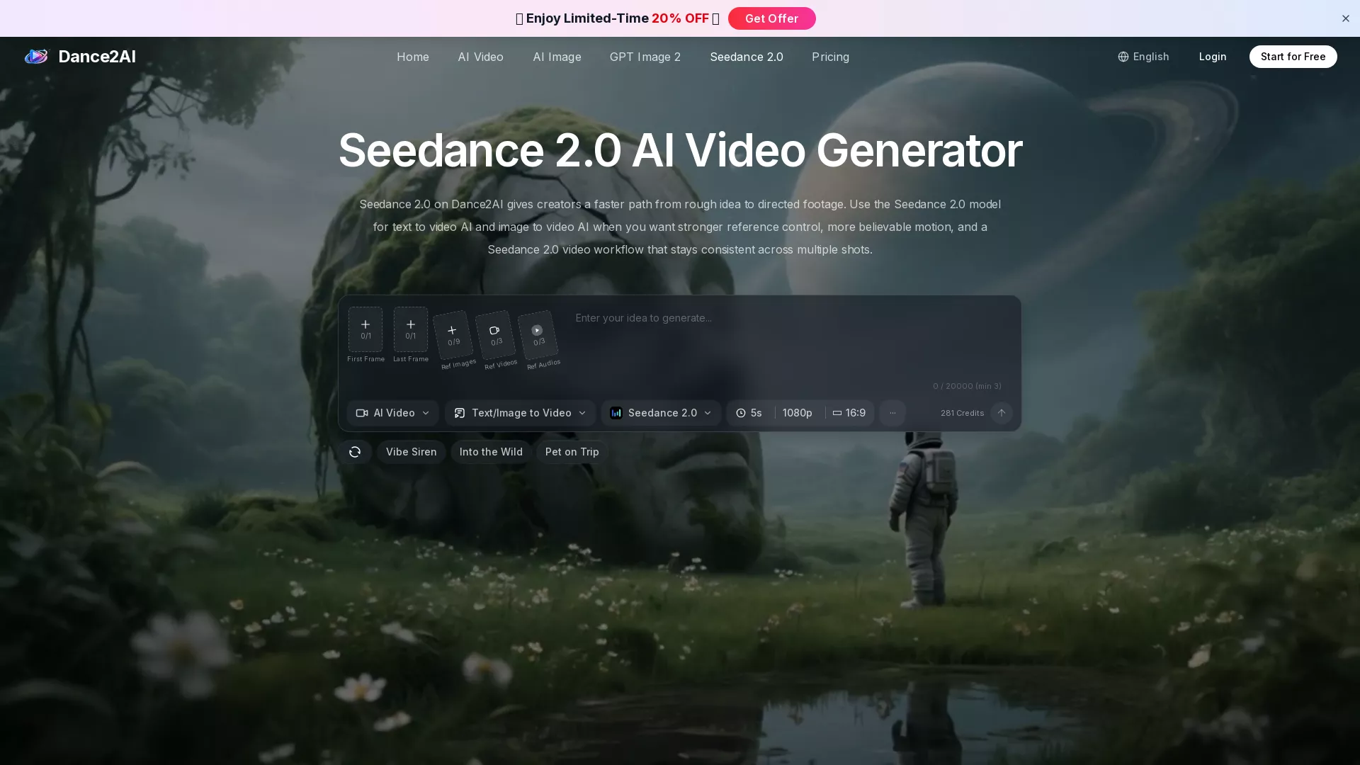 Dance2AI - AI Video Generator Website Screenshot