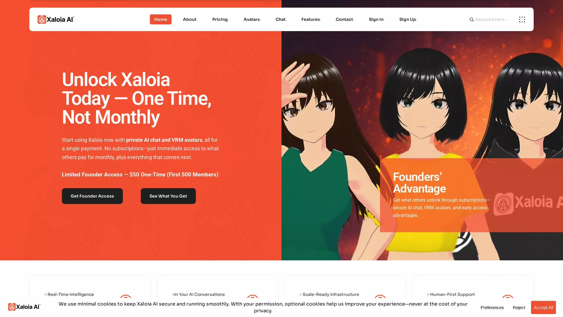 XaloiaAI - AI Chat Avatar Conversations Website Screenshot