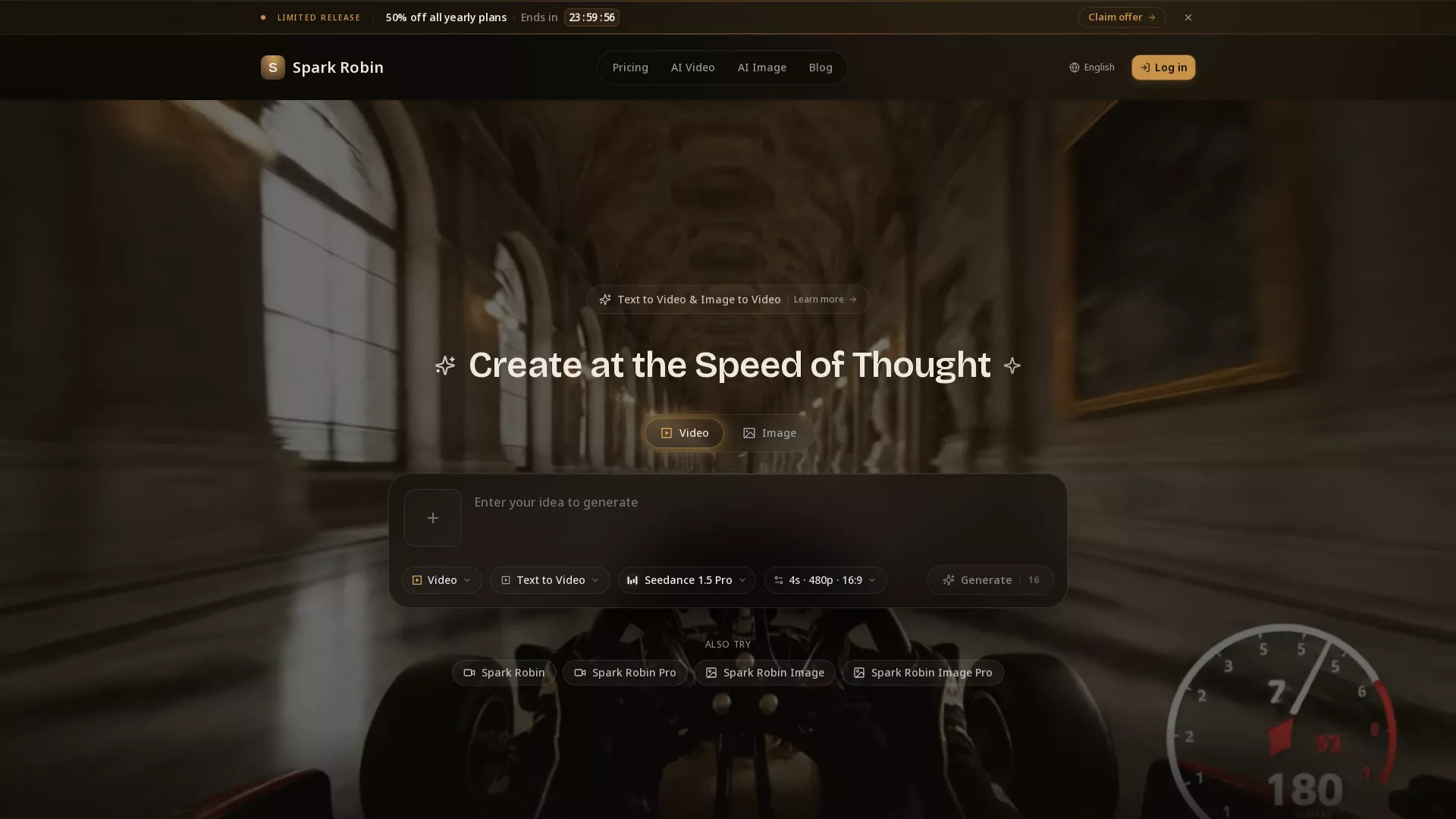 Spark Robin AI - AI Text to Video & Image to Video Creation Tool Website Screenshot