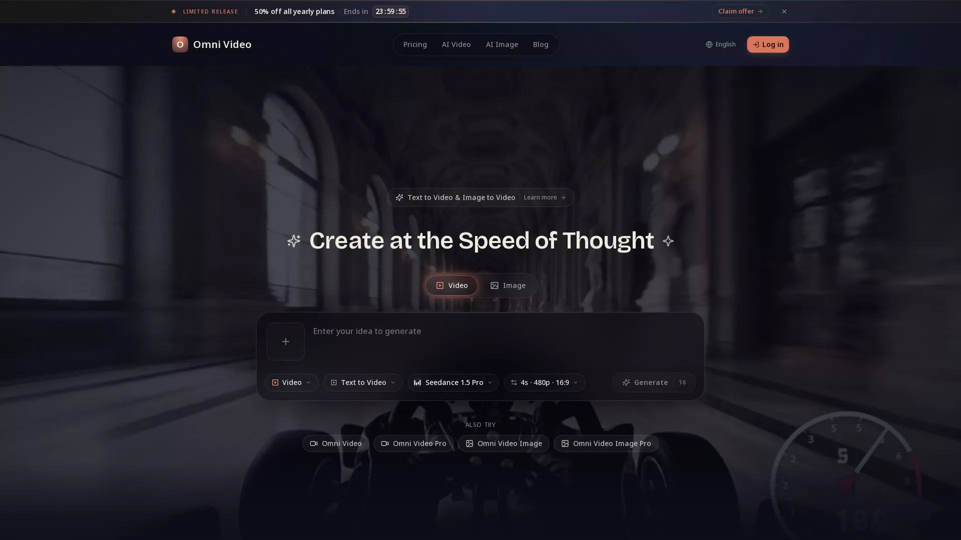 Omni Video AI - AI-Powered Cinematic Motion Generator from Text and Imagery Website Screenshot