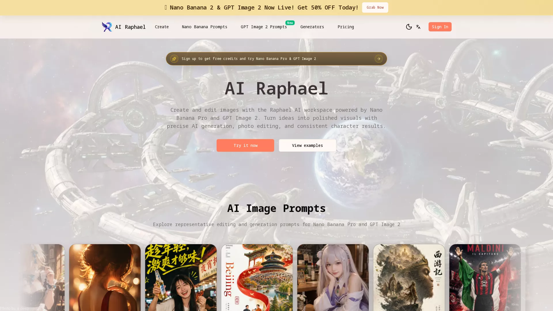 AIRaphael - AIImageGenerationAndEditing Website Screenshot