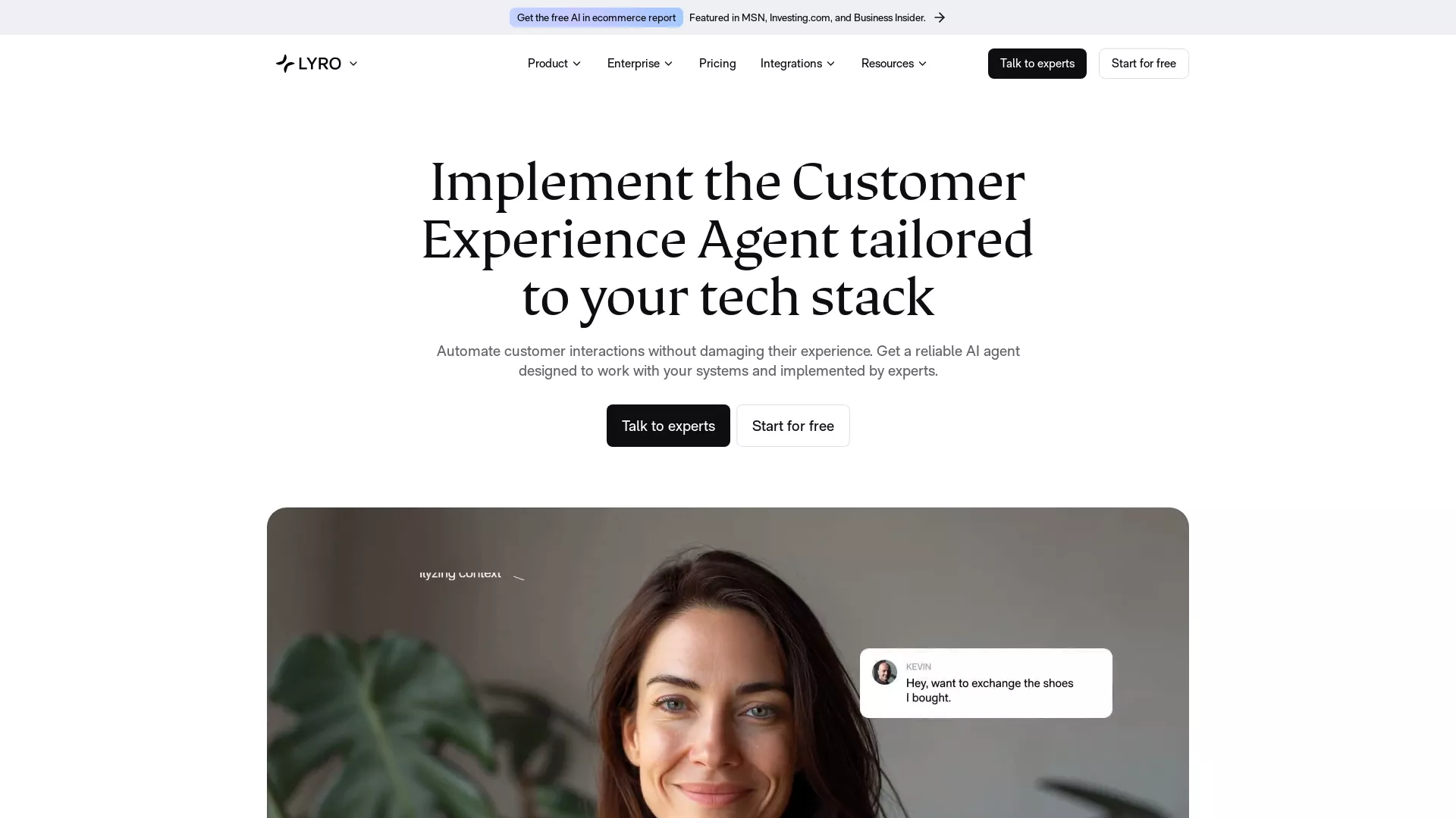 Lyro - AI Customer Service Website Screenshot