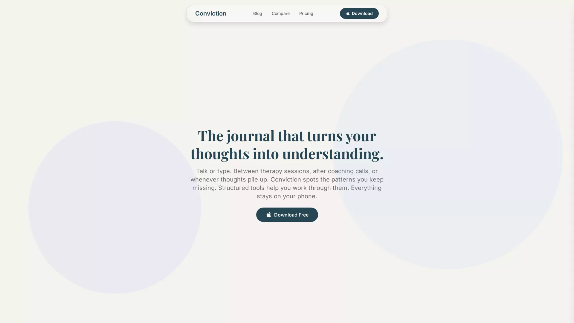 Conviction - Self Reflection AI Website Screenshot