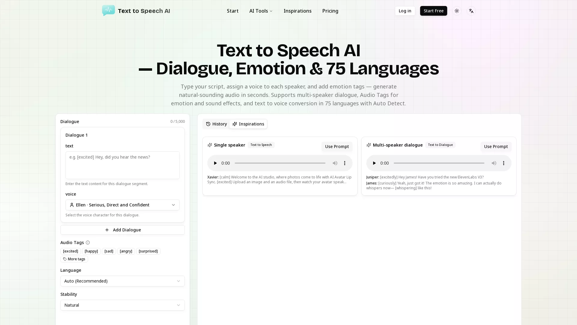 TextToSpeechAI - AI Text To Speech Generator Website Screenshot